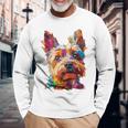 ケアンテリア 犬 モチーフ ペット イラスト ケアンテリア 長袖Tシャツ 高齢者への贈り物