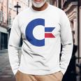 コモドール C64 大文字 ブルーレッド 長袖Tシャツ 高齢者への贈り物