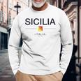 シチリア家族旅行 イタリア国旗 イタリアギフト シチリア島 長袖Tシャツ 高齢者への贈り物