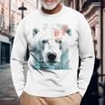 シロクマ 動物 グラフィック 描画 シロクマ 長袖Tシャツ 高齢者への贈り物
