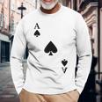 スペード、エース、カーニバル、コスチューム、ポーカー、カードプレイヤー。Poker Card 長袖Tシャツ 高齢者への贈り物