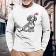 ダックスフンド かわいいダックスプリント 愛犬家グッズ Dachshund 長袖Tシャツ 高齢者への贈り物