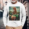 バックプリントtシャツ セクシーな赤毛ピンナップガール&バイク 長袖Tシャツ 高齢者への贈り物