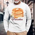 ホットケーキ パンケーキ Pancakes バター はちみつ イラスト 喫茶店 洋菓子 レトロ 水彩 綺麗 かわいい 長袖Tシャツ 高齢者への贈り物