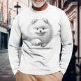 ポメラニアンポンポン犬のランニングデザインのアイデア 長袖Tシャツ 高齢者への贈り物