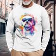 マルチーズ 犬 グラフィック ペット アートワーク サングラス マルチーズ 長袖Tシャツ 高齢者への贈り物