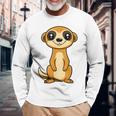 ミニマリストのミーアキャット 動物 シンプルでかわいいミーアキャット 長袖Tシャツ 高齢者への贈り物