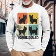 レトロ シルホーエット ヨーキー スクワッド ヨークシャーテリア ヨーキー 犬 長袖Tシャツ 高齢者への贈り物