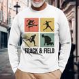 レトロな陸上競技選手。 長袖Tシャツ 高齢者への贈り物