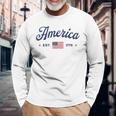 ヴィンテージ アメリカ国旗 Usa 4Th Of July American Flag Patriotic 長袖Tシャツ 高齢者への贈り物