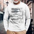 ヴィンテージ クジラ イラスト 生物学 科学 海 長袖Tシャツ 高齢者への贈り物