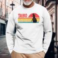 ヴィンテージサンセット太鼓ドラマー 長袖Tシャツ 高齢者への贈り物