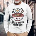 味噌ハッピー寿司ラーメン日本 長袖Tシャツ 高齢者への贈り物