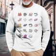 深海魚図鑑2_白文字 長袖Tシャツ 高齢者への贈り物