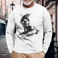 狐 アニマル柄 モチーフ 抽象 イラスト 絵画 狐 長袖Tシャツ 高齢者への贈り物