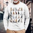 猫の種類教育猫の品種チャートガイド 長袖Tシャツ 高齢者への贈り物
