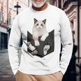 猫好き ラグドール 猫 ポケット入り 長袖Tシャツ 高齢者への贈り物