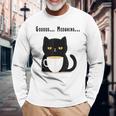 疲れた黒猫 – 月曜日の気分そのまま 長袖Tシャツ 高齢者への贈り物