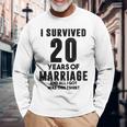 結婚20周年記念 カップル 妻 夫 裏面 長袖Tシャツ 高齢者への贈り物