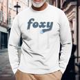 面白いフォクシーお父さんレトロ ビンテージ デザイン 長袖Tシャツ 高齢者への贈り物