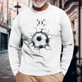 韓国サッカーファン 韓国フットボール ひび割れた壁 長袖Tシャツ 高齢者への贈り物