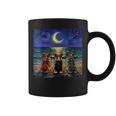 3 コーギーの夜のビーチかわいい犬と三日月のアートワーク コーヒーマグ