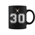 30 番 野球スタイル ヴィンテージホワイト コーヒーマグ