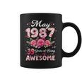 39歳 1987年5月 花柄 39歳 誕生日 男性 女性 コーヒーマグ