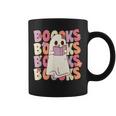 Boooks Halloween Ghost Pun Boo Books Groovy Ghost Graphic Print Coffee Mug