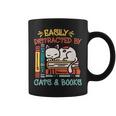 Cats And Books Easily Distracted By Cats And Books Graphic Print Coffee Mug Cats And Books Easily Distracted By Cats And Books Graphic Print Coffee Mug