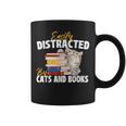 Easily Distracted By Cats And Books Bookworm Pet Lover Graphic Print Coffee Mug
