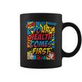 Your Health Comes First Pop Art Comic Book Halftone Retro Graphic Print Coffee Mug