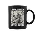 Leave Reality Enter Books Skeleton Reading Book Graphic Print Coffee Mug Leave Reality Enter Books Skeleton Reading Book Graphic Print Coffee Mug