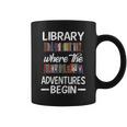 Library Where The Adventure Begins Librarian Book Graphic Print Coffee Mug