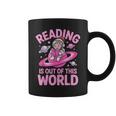 Reading Is Out Of This World Astronaut Reading Book Space Graphic Print Coffee Mug