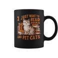 Retro I Just Want To Read Books And Pet Cats Cat Graphic Print Coffee Mug