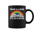 Retros Vintage Rainbow Take a Look It's In a Book Reading Graphic Print Coffee Mug