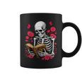 Skeleton Reading Book Lover Floral Flowers Bookish Bookworm Graphic Print Coffee Mug