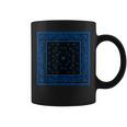 メンズ ブラックブルーバンダナプリントtシャツ ロイヤルブルーペイズリー柄 コーヒーマグ