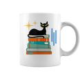 Cat And Books Retro Midcentury Mid Century Aesthetic Graphic Print Coffee Mug