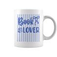 Coquette Book Lover Preppy Blue Stripes Bookworm Reading Graphic Print Coffee Mug