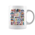Just A Girl Who Loves Books Bookshelf Female Book Lovers Graphic Print Coffee Mug