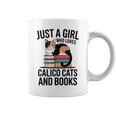 Just A Girl Who Loves Calico Cats And Books Minimal Tee Graphic Print Coffee Mug