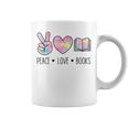 Peace Love Books Pastel Reading Heart Art For Book Lovers Graphic Print Coffee Mug Peace Love Books Pastel Reading Heart Art For Book Lovers Graphic Print Coffee Mug
