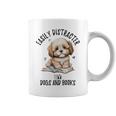 Vintage Easily Distracted By Dogs And Books Puppy Art Lover Graphic Print Coffee Mug