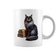 Women's Smokey Maine Coon Cat Book Lover Graphic Print Coffee Mug Women's Smokey Maine Coon Cat Book Lover Graphic Print Coffee Mug