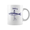 レトロな魚モチーフのガールイラスト シンプルな海風アートデザイン コーヒーマグ