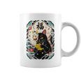 日本の浮世絵 黒子猫 鬼 マスク 魚 ハッピーチャンス アート コーヒーマグ