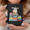 Adorable Donkey With Heart Sitting On Colorful Book Stack Graphic Print Coffee Mug Unique Gifts