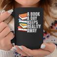 A Book A Day Keeps Reality Away Bookworm Graphic Print Coffee Mug Unique Gifts